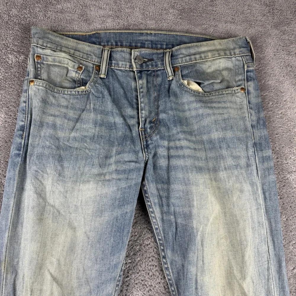 Levis Straight Leg Jeans Mens‎ 34x31 Blue Light Wash Denim Low Rise